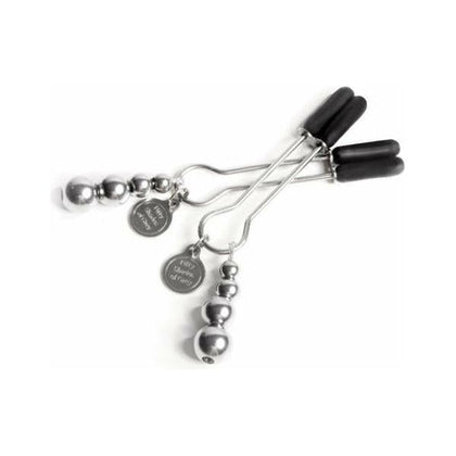 Fifty Shades of Grey Official Pleasure Collection - The Pinch Nipple Clamps: Adjustable Sensation Enhancers for Intense Nipple Stimulation - Model X123 - Unisex - Nipple Play - Silver
