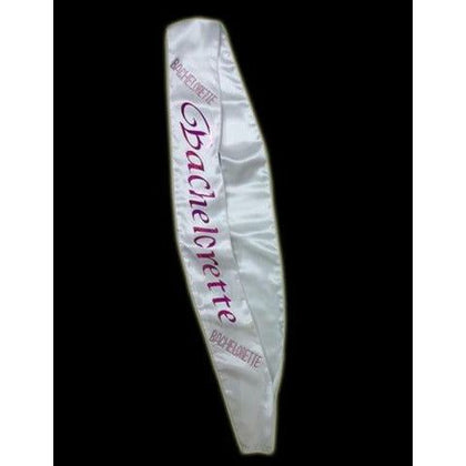 Bachelorette Party Essentials: Sash Bachelorette W-Pink Stones - Elegant White Sash with Dazzling Pink Stones for the Ultimate Celebration