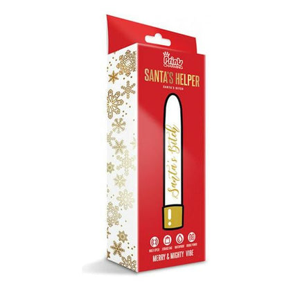 Global Novelties Prints Charming Santa's Helper Santa's Bitch Vibe - Mighty and Merry Vibrator for Women - Model SN-2021 - Intense Pleasure in Red - Adult Naughty Store