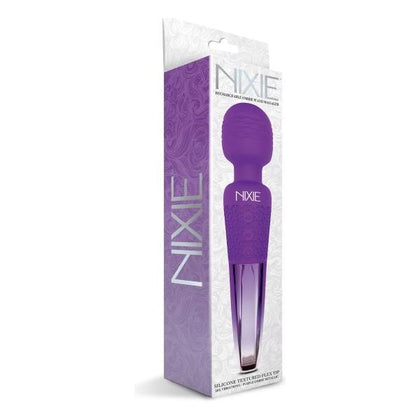 Global Novelties Nixie Wand Massager NW-2022 - Rechargeable Silicone Vibrating Wand for Women - Full Body Pleasure - Purple Ombre Metallic - Adult Naughty Store