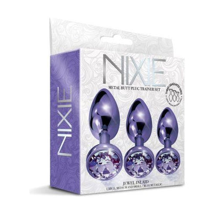 Global Novelties Nixie Metal Plug Trainer Set NP-2022 - Unisex Anal Pleasure - Purple Metallic - Adult Naughty Store