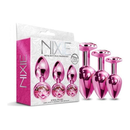 Global Novelties Nixie Metal Plug Trainer Set - Model NMPTS-2022 - Unisex Anal Pleasure - Pink Metallic - Adult Naughty Store