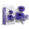 Global Novelties Nixie Metal Plug & Furry Cuff Set - Purple Metallic | Model NPFC-2022 | Unisex Anal Pleasure and Bondage Kit - Adult Naughty Store