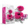 Global Novelties Nixie Metal Plug & Furry Cuff Set Pink Metallic - Anal Toy & Bondage Kit (Model: NX-2022) - Unisex Pleasure - Adult Naughty Store