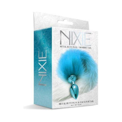 Global Novelties Nixie Metal Plug W- Ombre Tail Medium Blue Metallic - Premium Aluminum Alloy Anal Toy for Sensual Role Play and Pleasure - Model NMP-2022 - Adult Naughty Store