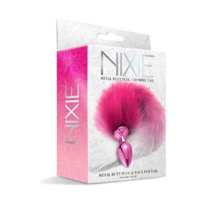 Global Novelties Nixie Metal Plug W- Ombre Tail Medium Pink Metallic - Model NMPT-01 - Unisex Anal Pleasure - Adult Naughty Store