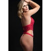 1pc Open Front Halter Teddy Red O/s - Adult Naughty Store