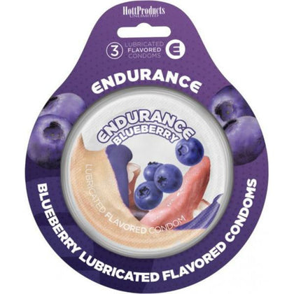 Hott Products Unlimited Endurance Flavored Condoms 3 Pack Blueberry - Pleasure Enhancing Latex Protection for All Genders