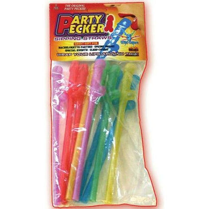 Party Pecker Sipping Straws - 10 Pack Assorted Neon Colors - Fun Bachelorette Party and Night Club Accessories