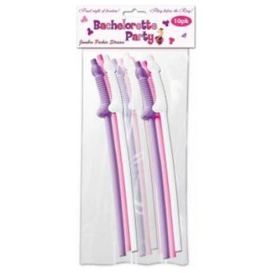 Hott Products Unlimited Bachelorette Party Flexy Super Straws 10-Pack - Fun and Flexible Neon-Colored Sipping Straws for Bachelorette Parties