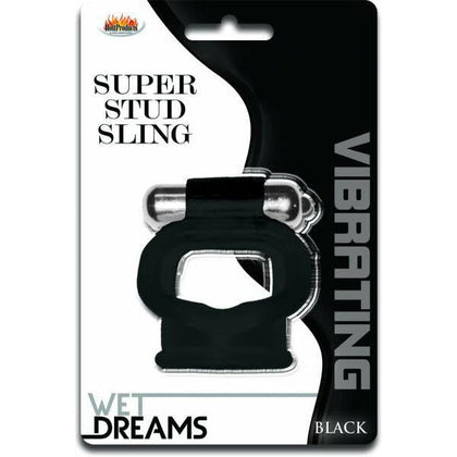 Wet Dreams Super Stud Sling Black Vibrating Ring - The Ultimate Pleasure Companion for Men