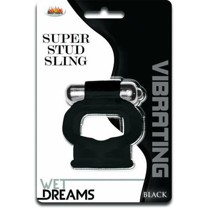 Wet Dreams Super Stud Sling Black Vibrating Ring - The Ultimate Pleasure Companion for Men - Adult Naughty Store