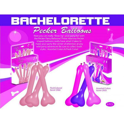 Hott Products Pecker Party Balloons Assorted Colors 6-Piece Box - Fun-Filled Bachelorette Party Decorations for Wild Adventures