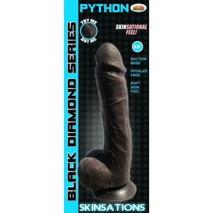 Hott Products Skinsational Python 9.5-Inch Black Diamond Series Realistic Dildo for Intense Pleasure - Male Masturbation and Anal Play - Black