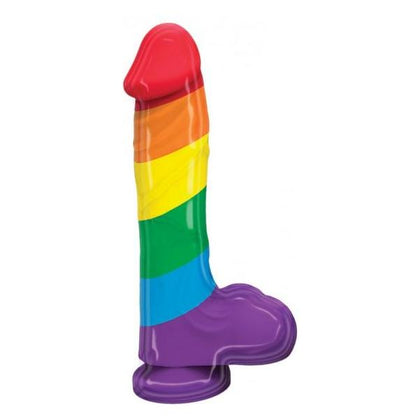 Pumped Rainbow Silicone Dildo - 9.4 Inch Realistic Pleasure Toy for All Genders - Vibrant Rainbow Colors