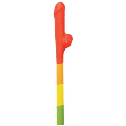 Hott Products Rainbow Pecker Straws 10 Pack - Exotic Rainbow Color Dicky Cocktail Sippers for Fun Party Events