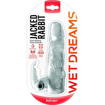 Hott Products Wet Dreams Jacked Rabbit Extension Sleeve with Power Bullet Vibrator - Dual Vibrating Penis Extender for Him and Clitoral Stimulation for Her - Clear, Water-Resistant - Model XR-2000