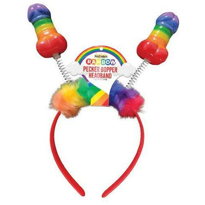 Hott Products Rainbow Pecker Bopper Headband - Vibrating Pleasure Accessory for All Genders - Model RP-001 - Multicolored - Adult Naughty Store