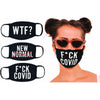 Hott Products Mask-Erade Masks 3 Pack: Reusable Safety Masks for Dust, Smoke, and Pollution Protection - WTF?, F*ck Covid, New Normal - Washable, Breathable, and Stylish - Black, 11.8