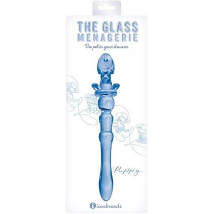 Icon Brands Glass Menagerie Puppy Dildo IC1105 Blue Glass Dildo for Her G-Spot Pleasure - Purple