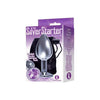 Nines Collection Silver Starter Heart Bejeweled Steel Plug - Model NSB-001 - Unisex Anal Pleasure Toy - Violet Purple - Adult Naughty Store