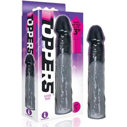 Icon Brands The Nines 3'' Penis Extender Toppers Sleeves IC2630 Male Genital Enhancement Extender Black