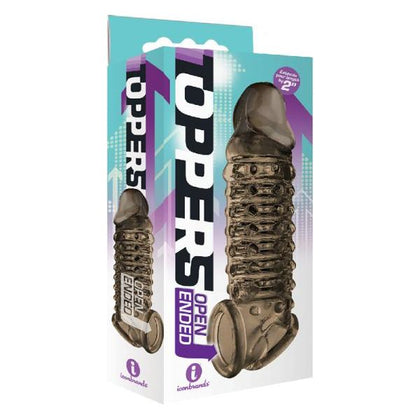 Icon Brands 9's Toppers Open Ended Ribbed & Nubbed Extender Smoke - The Ultimate Male Pleasure Enhancer - Adult Naughty Store