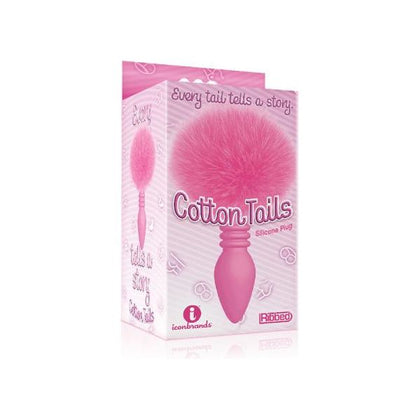 Icon Brands Cottontails Bunny Tail Ribbed Pink Silicone Butt Plug - Model 9sCT-BT-RP