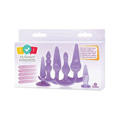 Icon Brands Try-Curious Anal Plug Kit Purple - A Comprehensive Exploration Set for Backdoor Pleasure - Adult Naughty Store