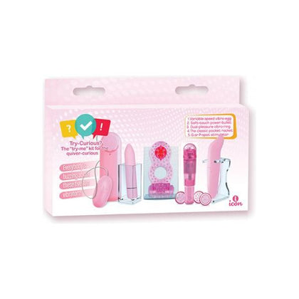 Icon Brands' Curious Vibe Set - All-in-One Pleasure Kit for Exploring Intimate Delights - Model 2023 - Unisex - Vibrators for External, Internal, and Dual Pleasure - Pink