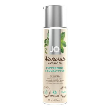 JO Naturals Peppermint & Eucalyptus Massage Oil - 100% Natural Vegan Formula for Relaxation and Skin Restoration - 4 fl oz