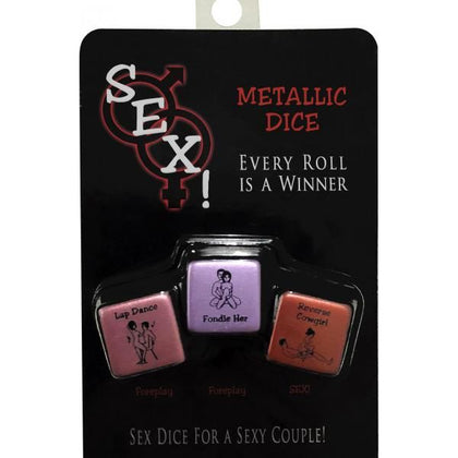 Kheper Games Sex! Metallic Dice Adult Game - Vibrant Metallic Colored Foreplay and Sexplay Dice for Couples - Model: 2023 - English, Español, Français, Deutsch - Gender: Unisex - Explore Pleasure in a Playful and Sensual Way - Silver, Gold, and Bronze