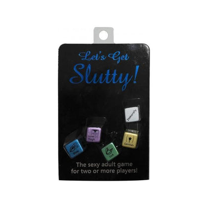 Kheper Games Let's Get Slutty Dice - Metallic Foreplay and Group Party Game for Couples and Friends - Model: LGSD-1001 - Unisex - Pleasure for All Areas - Blue and Purple - Adult Naughty Store