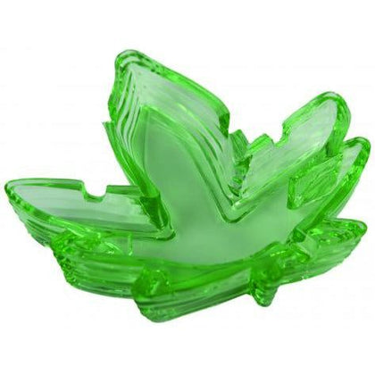 Kheper Games Green Glass Pot Leaf Ashtray - 5 Inches Wide - Plastic Ashtray