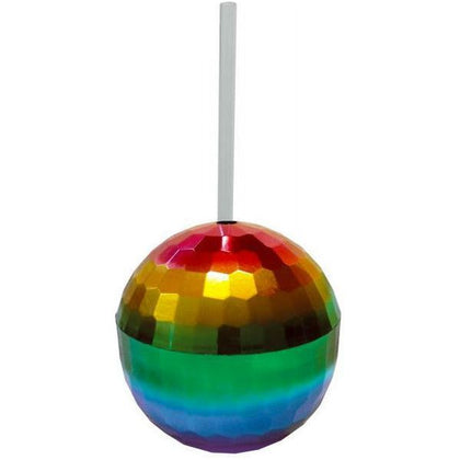 Rainbow Disco Ball Cup: Vibrant and Fun 12oz Party Cup for Groovy Gatherings - Adult Naughty Store