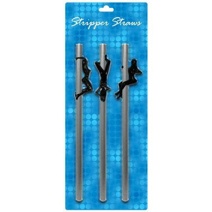 Kheper Games Stripper Straws Female 3 Pack - Interactive Silver Pole Dancer Straws for Sensual Sipping Pleasure - Adult Naughty Store