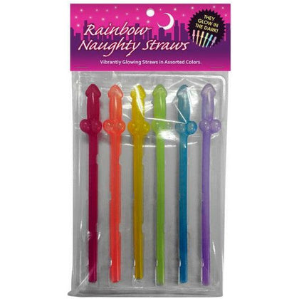 Kheper Games Glow In The Dark Rainbow Naughty Straws - Sensual Pleasure Accessories for All Genders - Set of 6 - Adult Naughty Store