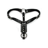 Introducing the Sensual Leather X1 Male Butt Plug Harness with Cock Ring - Black - Adult Naughty Store