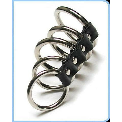 5 Gates of Hell Leather Cock Ring Set - Model 1.75/1.5/1.25 - Male Chastity Toy for Intense Pleasure - Black