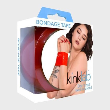 Kink Lab Bondage Tape Unisex Red - Reusable Non-Sticky Restraint Tape for Sensual Pleasure (Model 19)