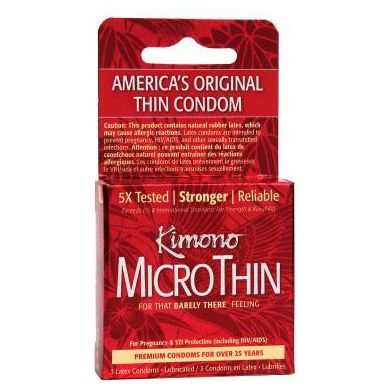 Kimono MicroThin Ultra Thin Latex Condoms - PleasureMax 3-Pack - Unisex - Intensify Sensations - Translucent