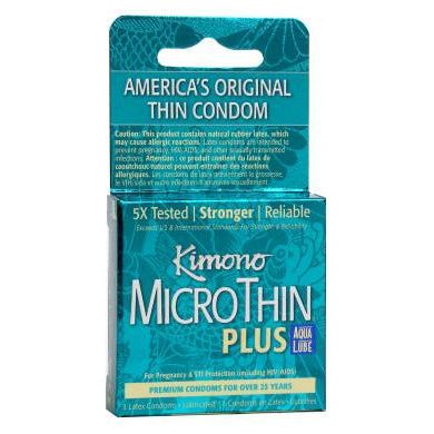 Kimono Micro Thin Aqua Lube Latex Condoms 3 Pack - Ultra Thin Lubricated Latex Condoms for Intense Pleasure and Protection - Adult Naughty Store