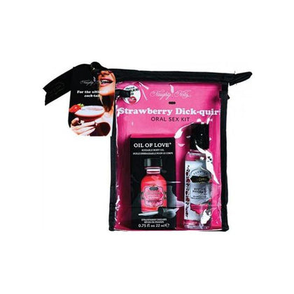 Kama Sutra Naughty Notes Cocktail Strawberry Dickqur Erotic Foreplay Bundle - Model: Divine Nectars - For Him and Her - Oral Pleasure - Red