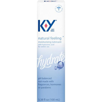 KY Natural Feeling Lubricant with Hyaluronic Acid 3.38oz - Moisturizing Water-Based Lube for Enhanced Comfort and Pleasure in Intimate Moments