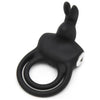 Love Honey Happy Rabbit Rechargeable Vibrating Cock Ring - Model HR-RCR-001 - For Couples - Clitoral Stimulation - Black - Adult Naughty Store