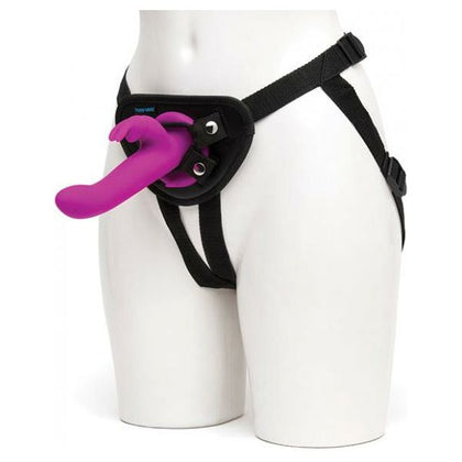 Love Honey Happy Rabbit Rechargeable Vibrating Strap On Harness Set - Model HR-15, Purple, for Couples Pleasure - Adult Naughty Store