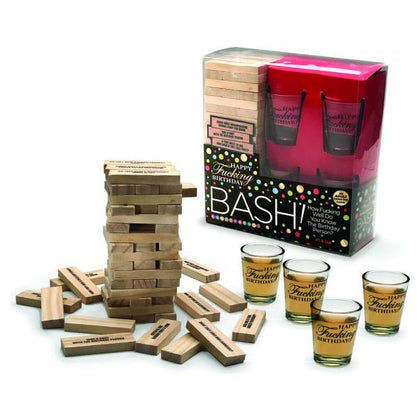 Little Genie Productions Happy F*ing Birthday Bash Drinkin Game - Adult Stacking Tower Party Game with Shot Glasses - LITBG104 - 2022 Edition - Adult Naughty Store