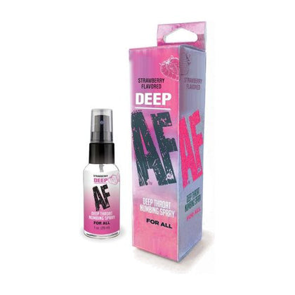 Little Genie Productions Deep AF Numbing Throat Spray Strawberry - Pleasure Enhancing Oral Desensitizer for Men and Women - Model: Deep AF-001 - Deeply Satisfying Strawberry Flavor