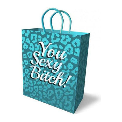 Little Genie Productions You Sexy Bitch Teal Blue Glitter Leopard Gift Bag - 10 inches