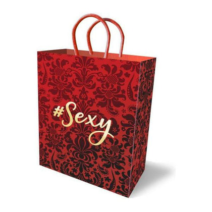 Little Genie Sexy Gift Bag - Red Faux Fabric, Gold Lettering, Sturdy Cardstock, #Sexy Foil Stamp
